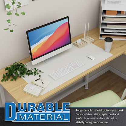 K KNODEL Large Office Leather Desk Mat, Mouse and Keyboard Pad, Computer and Laptop Mat, Desktop Protector and Cover, Writing Pad and Blotter (31.5"x15.7", Black)