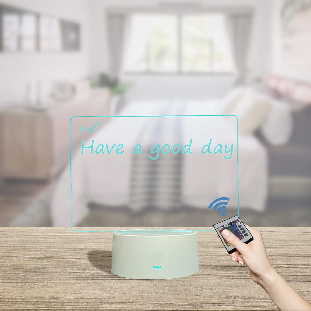 Acrylic Dry Erase Board 16 Colors Can Remote Control Light 7.3x5x0.2 Clear Desktop Note Memo Board, Includes Dry Erase Markers, Rewritable Night Light with Message Board, Soft Light Desk Lamp Gift