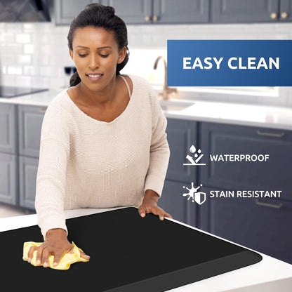 KitchenClouds Kitchen Mat Cushioned Anti Fatigue Rug 17.3"x28" Water Resistant, Non Slip, Standing and Comfort Desk/Floor Mats for House Sink Office (Black)