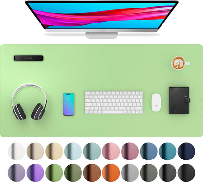 Aothia Leather Office Desk Pad Protector, Non-Slip PU Leather Desk Blotter, Waterproof Laptop Writing Mouse Pad for Office and Home, Black, 31.5" x 15.7" - Colors A