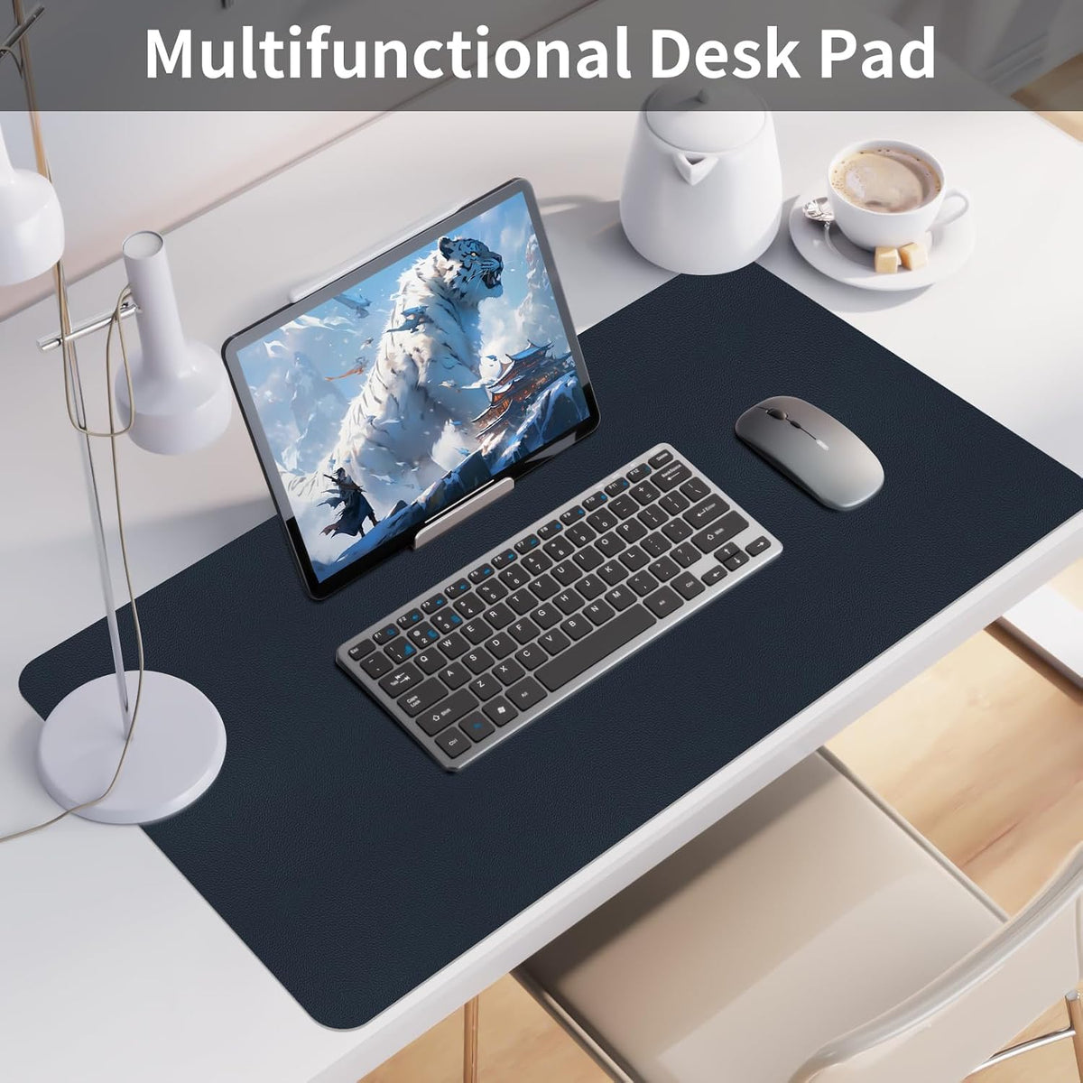 Bloss Leather Desk Pad and Keyboard Wrist Rest, Large Mouse Pad + Keyboard Pad+Mouse Wrist Support, Non-Slip Desk Mat Protector for Office, Home(31.5×15.7 Inches,Beige) - Colors B
