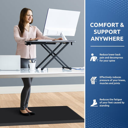KitchenClouds Kitchen Mat Cushioned Anti Fatigue Rug 17.3"x28" Water Resistant, Non Slip, Standing and Comfort Desk/Floor Mats for House Sink Office (Black)