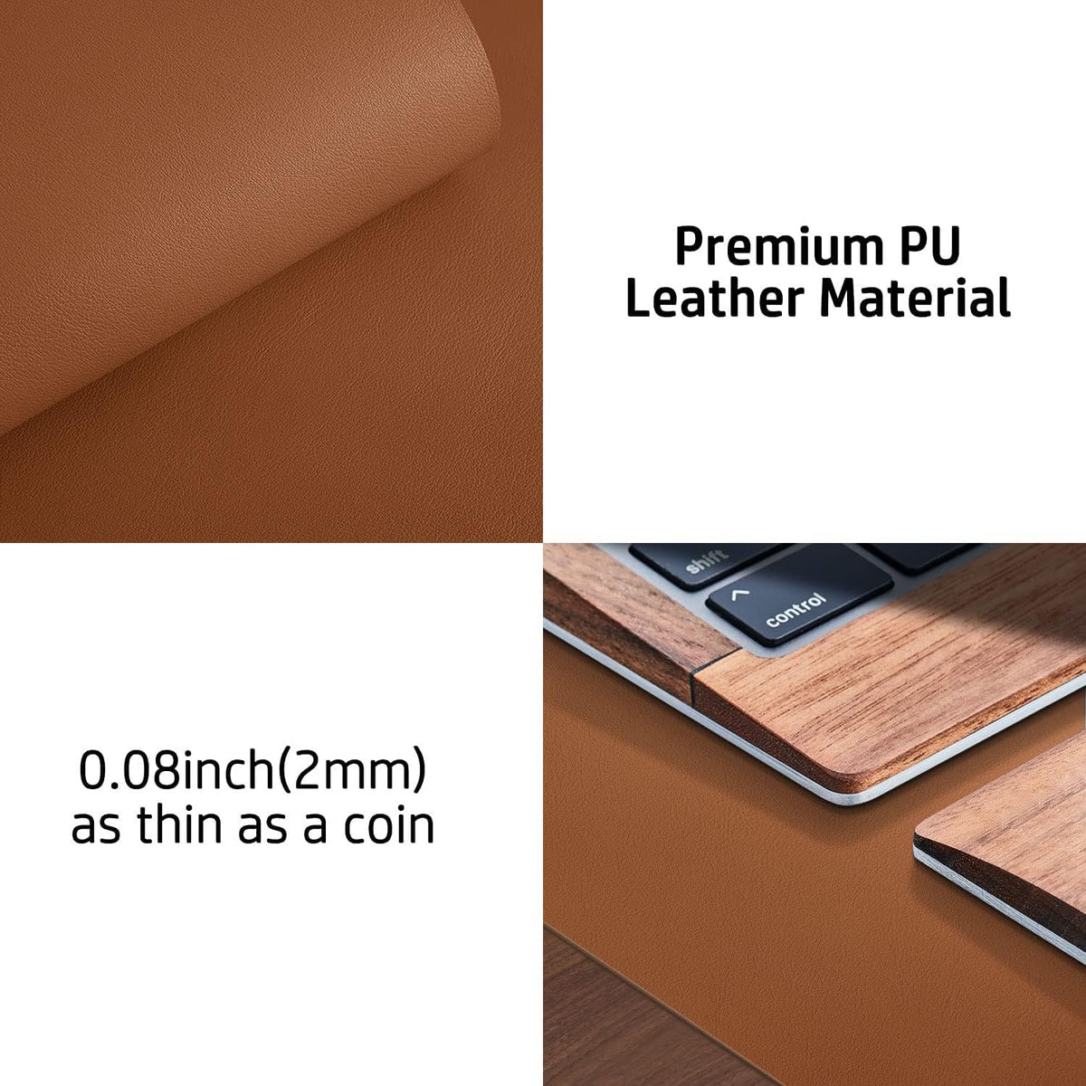Aothia Leather Office Desk Pad Protector, Non-Slip PU Leather Desk Blotter, Waterproof Laptop Writing Mouse Pad for Office and Home, Black, 31.5" x 15.7" - Colors A
