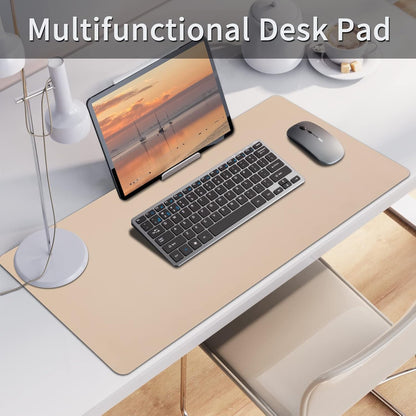 Bloss Leather Desk Pad and Keyboard Wrist Rest, Large Mouse Pad + Keyboard Pad+Mouse Wrist Support, Non-Slip Desk Mat Protector for Office, Home(31.5×15.7 Inches,Beige) - Colors A