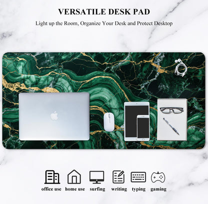 Auhoahsil Desk Mat, Ultra Large Mouse Pad, XXL Gaming Mousepad, Green Tropical Leaves Deskpad, Big Extended Full Size Mouse Pad, Desktop Desk Matt for Keyboard, Laptop & Computer, 35.5 x 15.7 in - Colors B