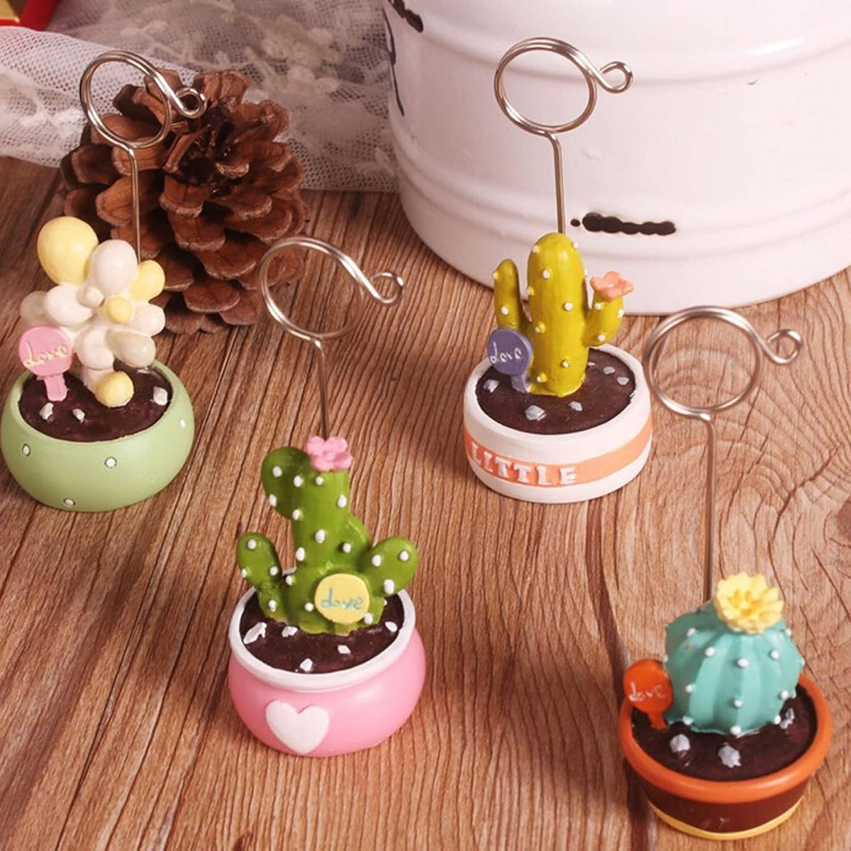 6 pcs Cute Flower Table Card Memo Holder Stand, Table Photo Display Clip Stand for Monmory Photo Picture Memo Cards Paper Note Postcards Wedding Number Card Display