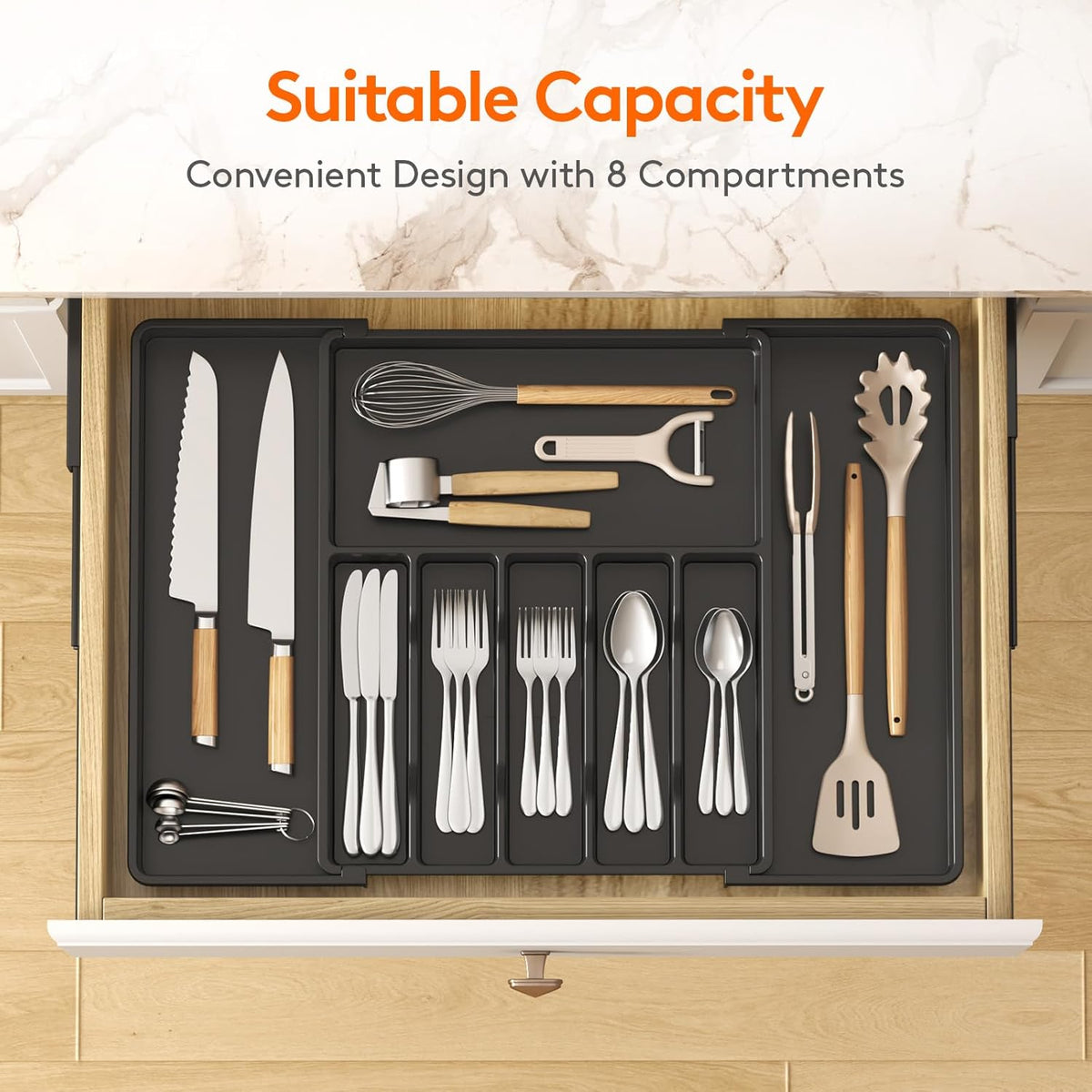 Expandable Silverware Drawer Organizer, Kitchen Utensil Tray