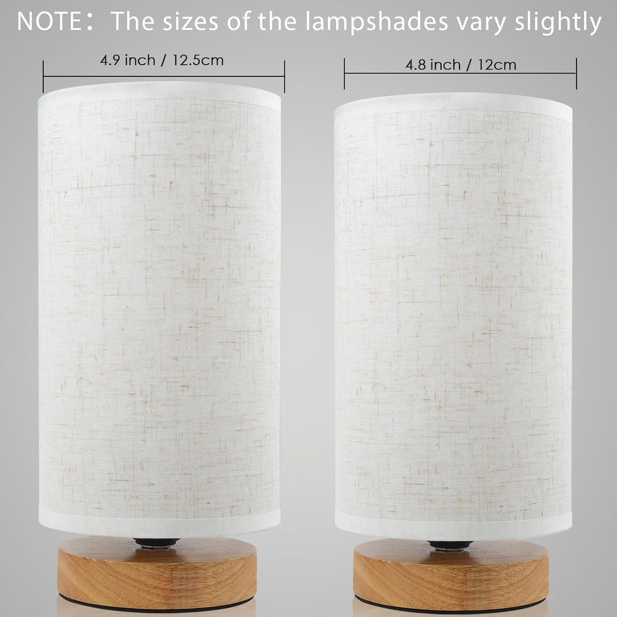 Small Bedside Table Lamp for Bedroom,Natural Round Wood Base&Fabric Linen Shade,Cozy Night Table Light for Study Reading,Minimalist Boho Desk Lamp for Nightstand,Living Room,Nursery,Kitchen,Dorm