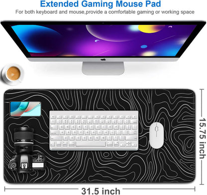 Large Gaming Mouse Pad, 31.5x15.7 inch Large Extended Computer Keyboard Mouse Mat, Water Resist Non-Slip Mousepad Rubber Base Long XXL Desk Mouse Pad for Work & Gaming, Office & Home, Black