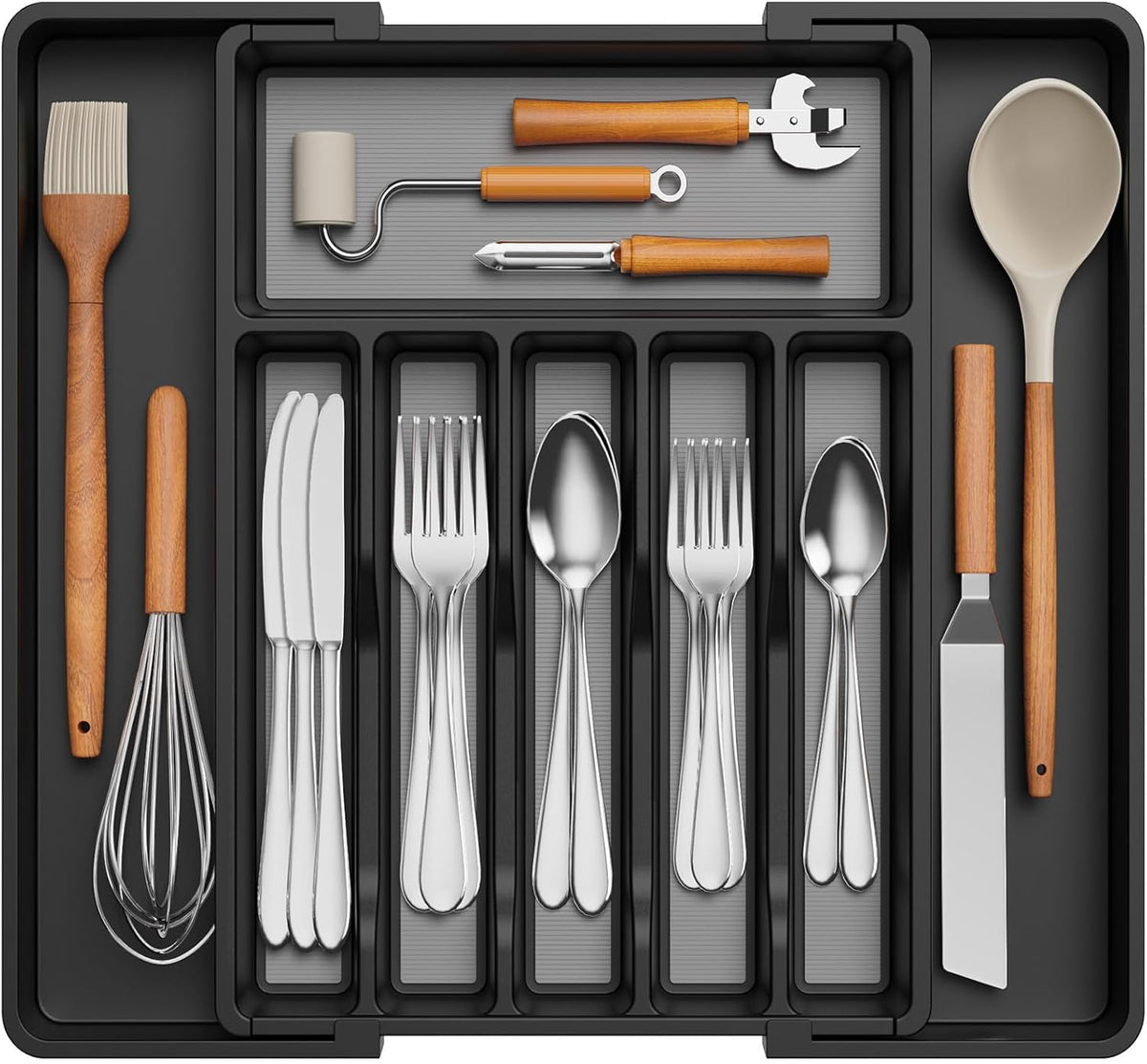 Expandable Silverware Drawer Organizer, Kitchen Utensil Tray