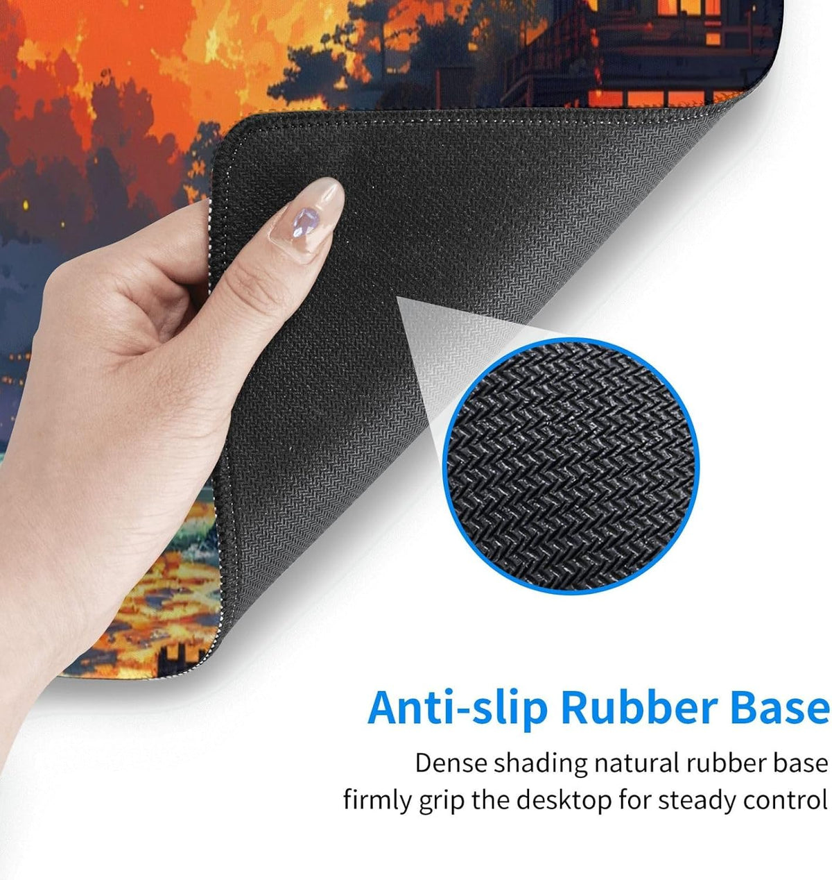 Japanese Mouse Pad, Large Japanese Desk Mat, XL Anime Gaming Keyboard Mat, Non-Slip Rubber Base, Big Extended Desk Protector for Home Office, 31.5”x11.8”