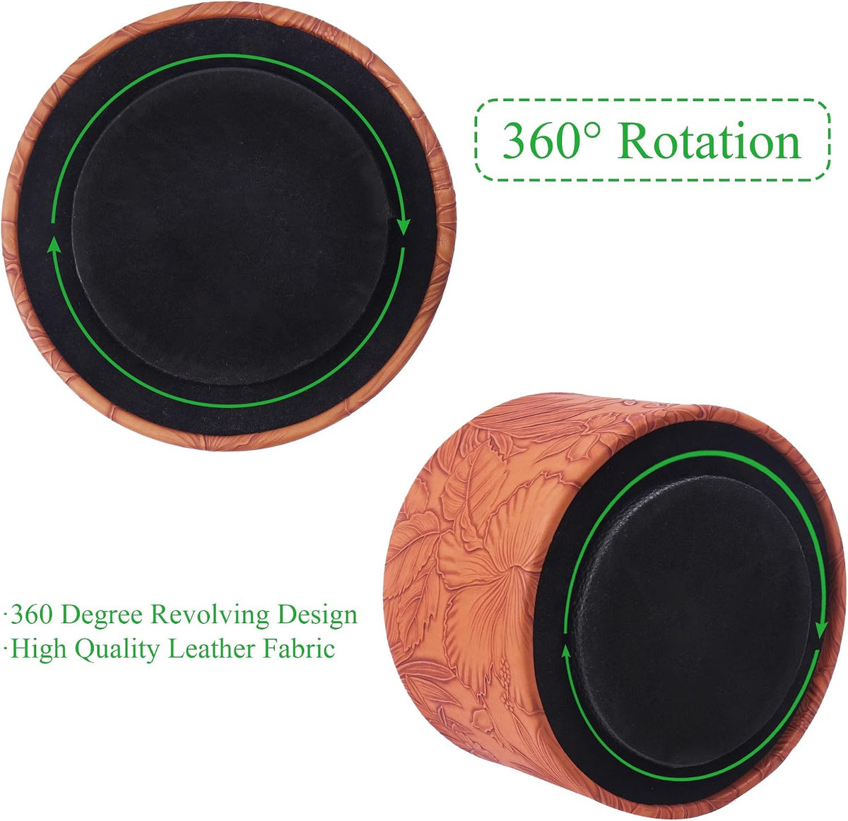 Round Leather Art Supply Organizer,Remote Control Holder,360 Degree Rotating,Multi-Functional Pencil Holder,4 Compartments Desktop Stationary Organizer(1-Blue Bird) - Colors A