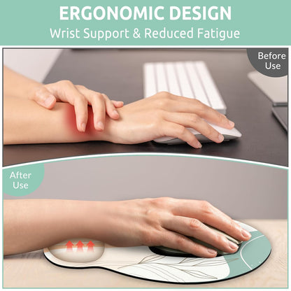 KONVINIT Ergonomic Mouse Pad with Wrist Rest, Small Mousepad with Non-Slip Rubber Base and Smooth Surface, Beach Mouse Pads for Desk, Office Desk Accessories