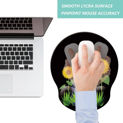 Mouse Pad with Wrist Support, Ergonomic Mouse Pad with Memory Foam Wrist Rest Cushion, Non-Slip Rubber Base Gaming Mice Pad for Home Office Computer Laptop, Flower Black