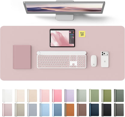 YSAGi Leather Desk Pad Protector, Office Desk Mat, Large Mouse Pad, Non-Slip PU Leather Desk Blotter, Waterproof Laptop Desk Writing Pad for Office and Home (23.6" x 13.8", Eggshell) - Colors A