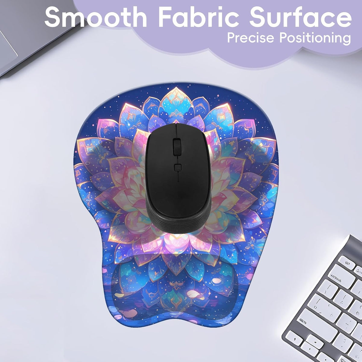 Wrist Support Mouse Pad Anti Slip Rubber Wrist Rest Mousepad 9in X 8in Small Desktop Notebook Mouse Mat for Working and Gaming (M-Pink Floral)