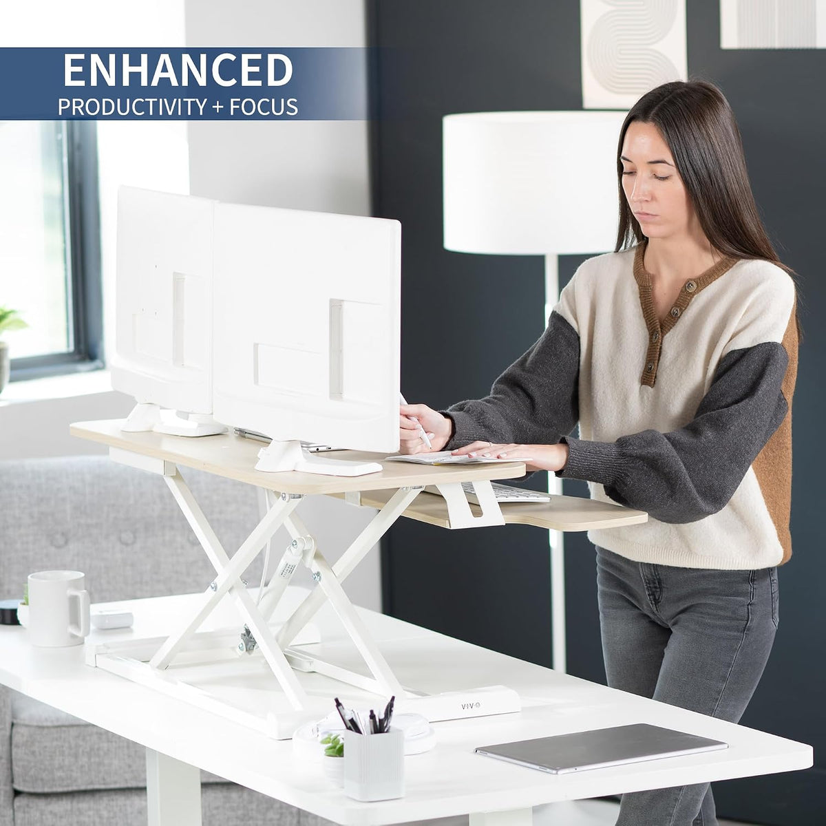 Black 32 in Standing Desk Converter, DESK-V000K