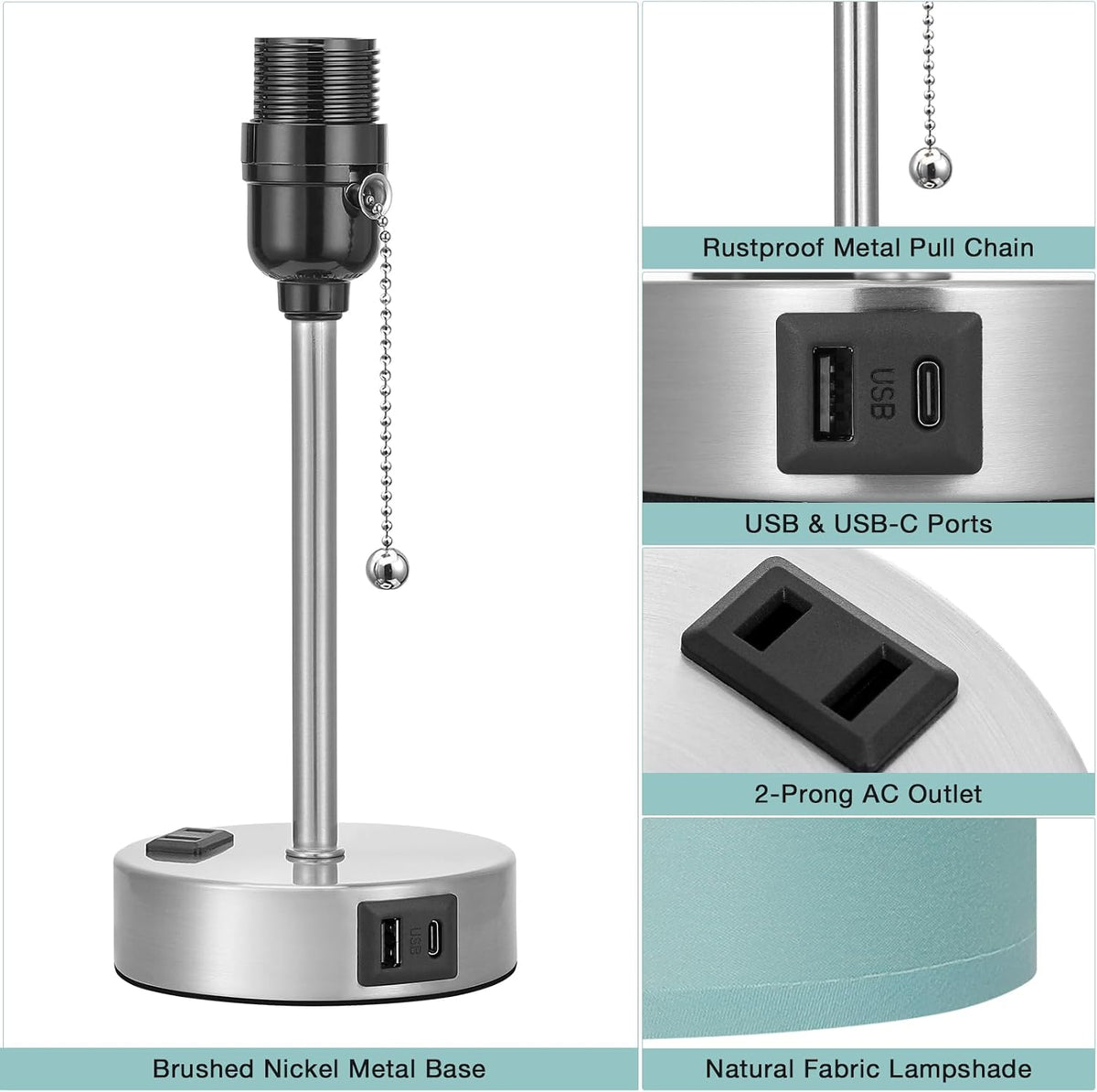 Dicoool Bedside Table Lamp for Bedroom - Small Desk Lamp with USB Ports
