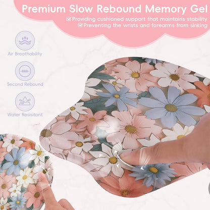Wrist Support Mouse Pad Anti Slip Rubber Wrist Rest Mousepad 9in X 8in Small Desktop Notebook Mouse Mat for Working and Gaming (M-Pink Floral)