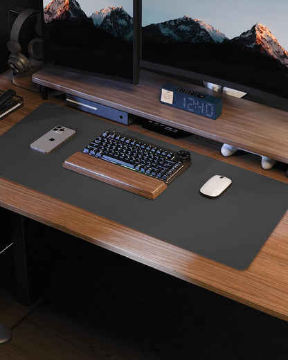 AFIING Large Desk Mat 55" x 24" - PU Leather Desk Pad Protector, Waterproof Non-Slip Extended Mouse Pad for Office Desk, Keyboard, Laptop and Home Workspace (Black)