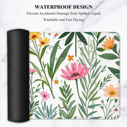 Auhoahsil Desk Mat, Ultra Large Mouse Pad, XXL Gaming Mousepad, Green Tropical Leaves Deskpad, Big Extended Full Size Mouse Pad, Desktop Desk Matt for Keyboard, Laptop & Computer, 35.5 x 15.7 in - Colors A