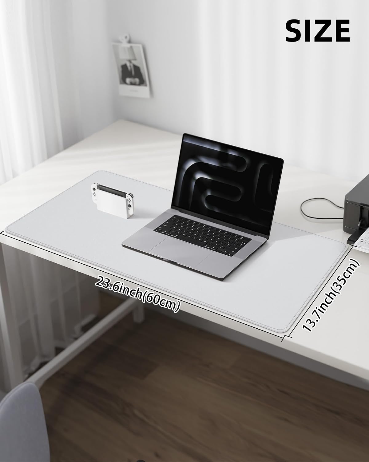 AFIING Large Desk Mat 55" x 24" - PU Leather Desk Pad Protector, Waterproof Non-Slip Extended Mouse Pad for Office Desk, Keyboard, Laptop and Home Workspace (Black)