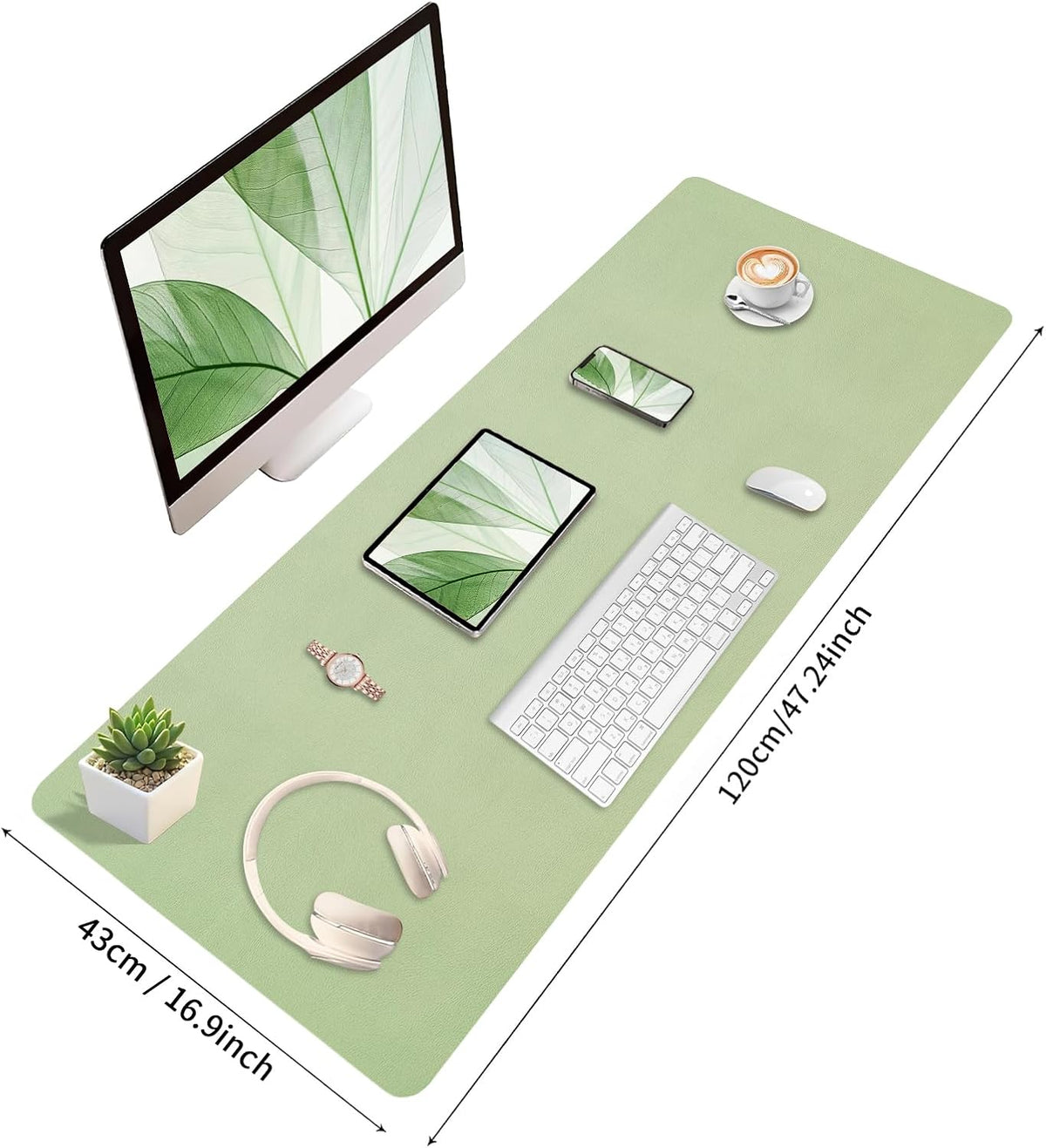 Bloss Leather Desk Pad and Keyboard Wrist Rest, Large Mouse Pad + Keyboard Pad+Mouse Wrist Support, Non-Slip Desk Mat Protector for Office, Home(31.5×15.7 Inches,Beige) - Colors B