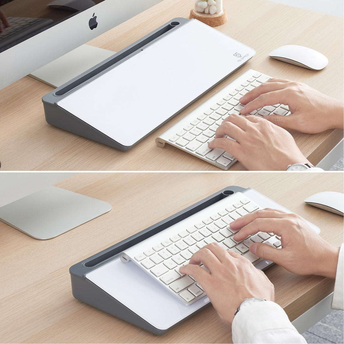 TSJ OFFICE Desktop Whiteboard Dry-Erase-Board - Computer Keyboard Stand White Board Surface Pad with Drawer, Desk Organizers with Accessories for Office, Home, School Supplies - Black