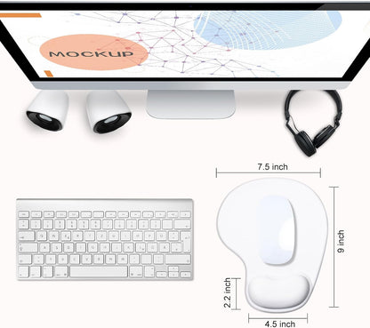 JIKIOU Mouse Pad, 2 Pack Ergonomic Mouse Pads with Comfortable Gel Wrist Rest Support and Smooth Cloth, Non-Slip PU Base for Easy Typing Pain Relief Durable and Easy to Clean Small Black