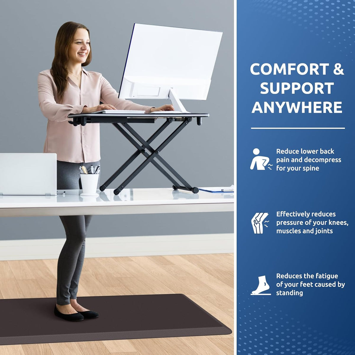 KitchenClouds Kitchen Mat Cushioned Anti Fatigue Rug 17.3"x28" Water Resistant, Non Slip, Standing and Comfort Desk/Floor Mats for House Sink Office (Black)