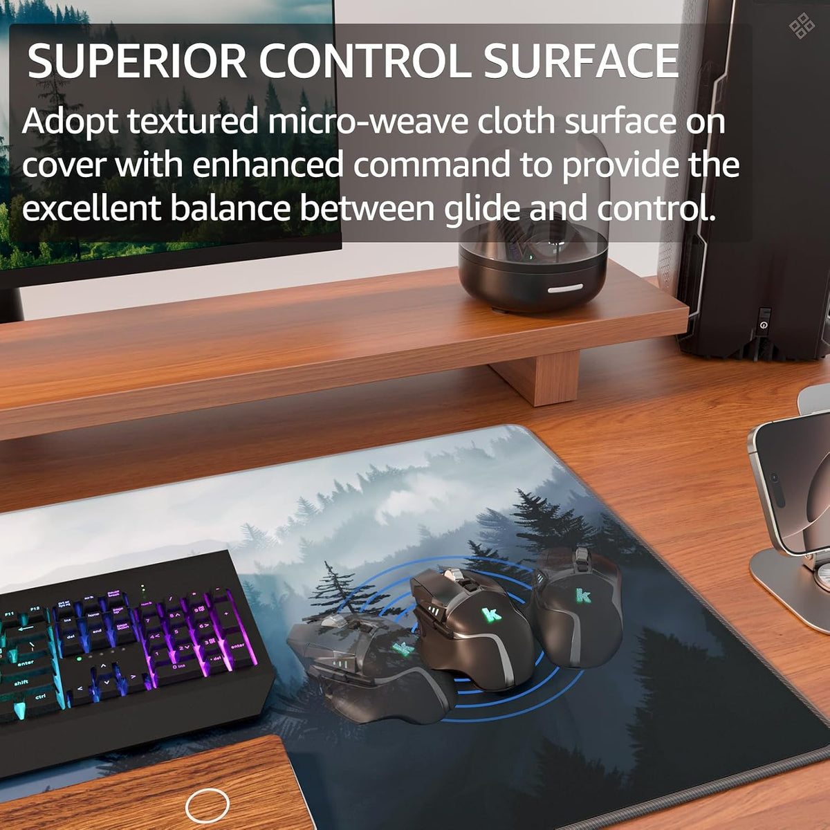 KTRIO Large Gaming Mouse Pad Desk Mat for Gamer, 31.5" x 11.8", Black, XL | Extended Size Design, Superior Micro-Weave Cloth, Non-Slip Rubber Base, Durable Stitched Edges, Water-Resistant Coating
