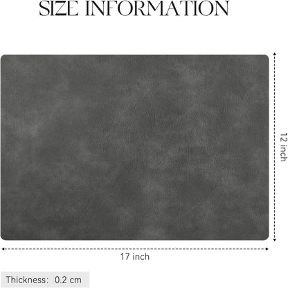 MOSAYT Vinyl Placemats Set of 6-12 X 17 Inch - Faux Leather 100% Waterproof Oil-Proof Wipeable PU Place Mats, Heat Resistant Reversible Table Mats for Kitchen, Dining, Outdoor, Reddish Brown