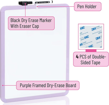 Dry Erase Board, 14” x 11”, White Frame