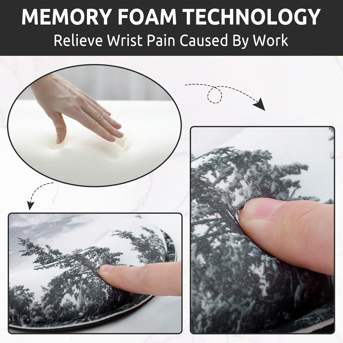 KONVINIT Ergonomic Mouse Pad with Wrist Rest, Small Mousepad with Non-Slip Rubber Base and Smooth Surface, Beach Mouse Pads for Desk, Office Desk Accessories