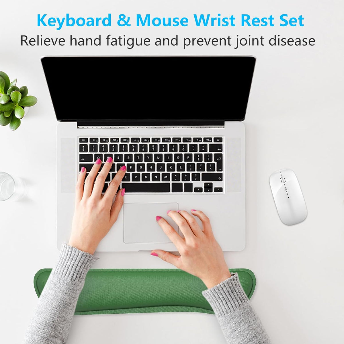 Dapesuom Enlarge Keyboard Wrist Rest, Cute Memory Foam Keyboard Wrist Cushion for Computer Desk Mats Support, Typing Pain Relief Ergonomic Mouse Pad Rests with Non-Slip Base for Gaming, Laptop, Purple
