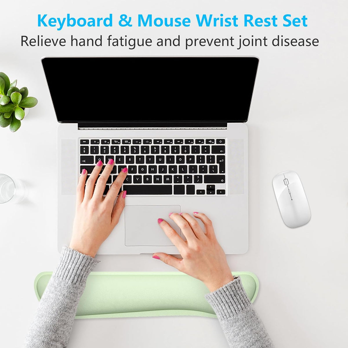 Dapesuom Enlarge Keyboard Wrist Rest, Cute Memory Foam Keyboard Wrist Cushion for Computer Desk Mats Support, Typing Pain Relief Ergonomic Mouse Pad Rests with Non-Slip Base for Gaming, Laptop, Purple