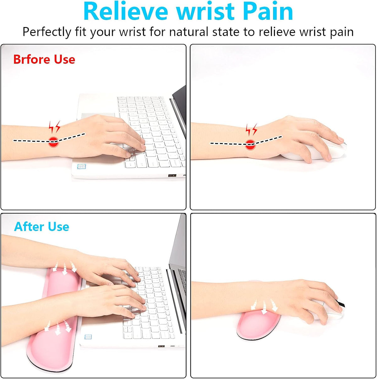 Mouse Wrist Rest, Ergonomic Memory Foam Mouse Wrist for Computer Desk Mats Support, PU Leather Hand Rest Pad Cushion for Gaming, Laptop, Men, Women, Pain Relief & Easy Typing, Black