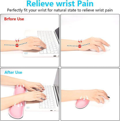 Mouse Wrist Rest, Ergonomic Memory Foam Mouse Wrist for Computer Desk Mats Support, PU Leather Hand Rest Pad Cushion for Gaming, Laptop, Men, Women, Pain Relief & Easy Typing, Black