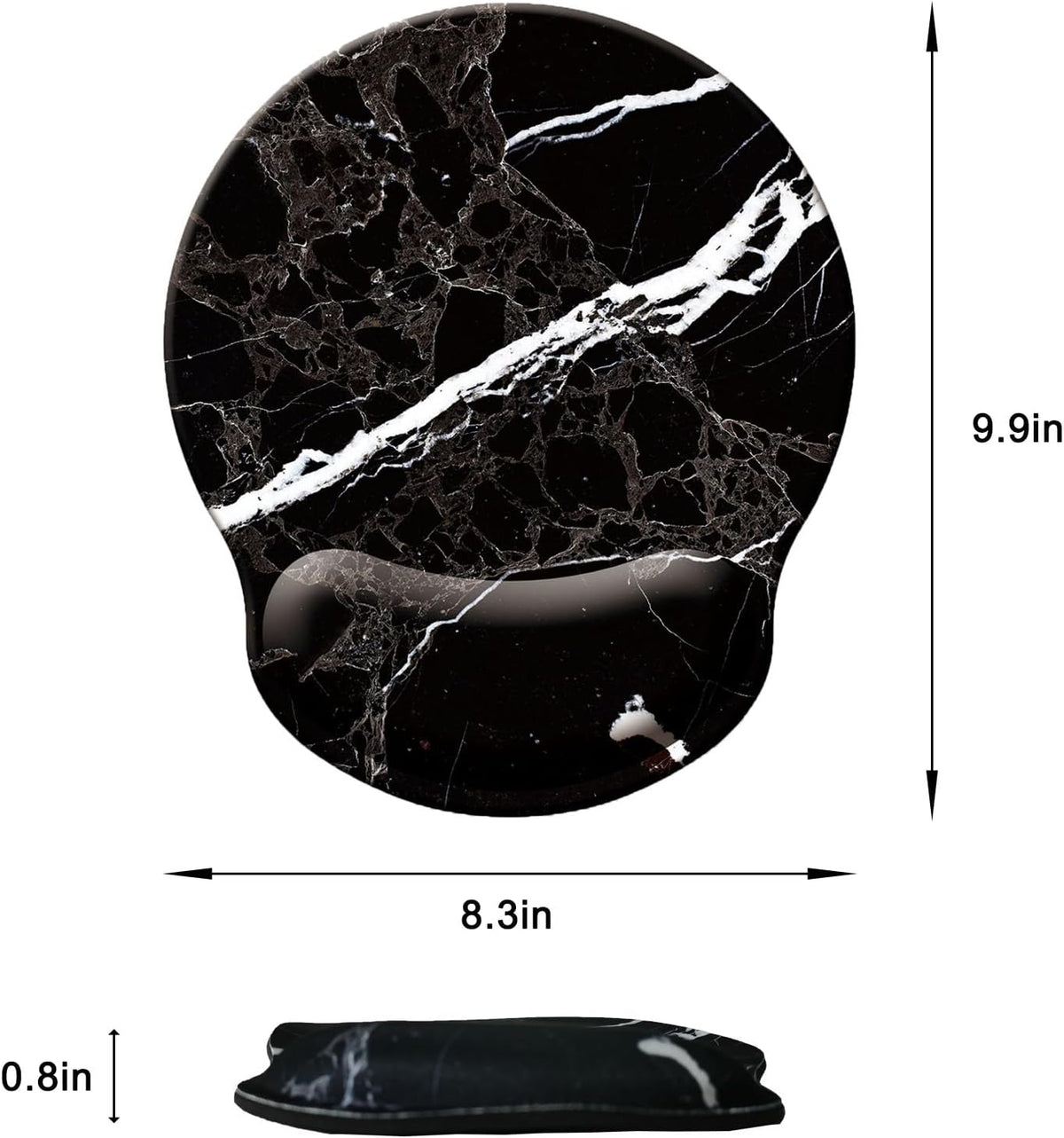 Mouse Pad with Wrist Support, Ergonomic Mouse Pad with Memory Foam Wrist Rest Cushion, Non-Slip Rubber Base Gaming Mice Pad for Home Office Computer Laptop, Flower Black