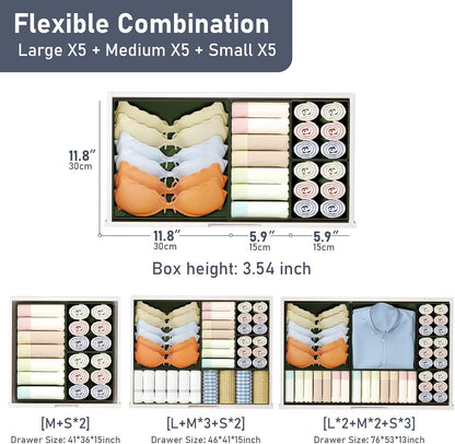 Drawer Organizer Clothes, Dresser Organizer, Foldable Closet Organizers and Storage, Fabric Dresser Bins, Drawer Dividers for Nursery, Baby Clothes, Underwears, Sock (Beige)