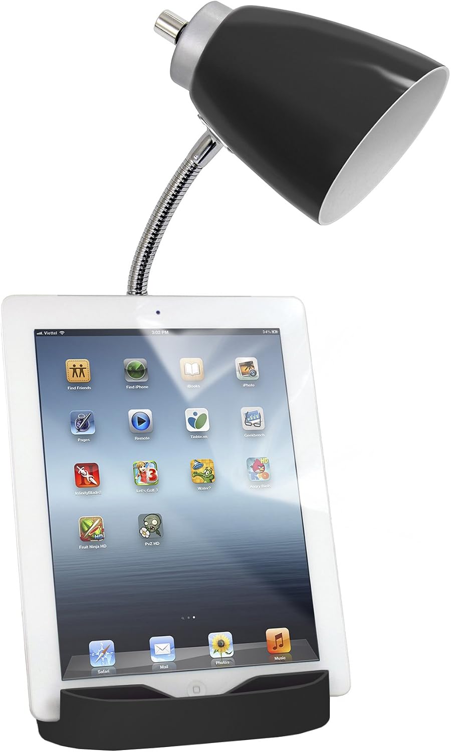 Limelights LD1056-BLK Desk Lamp Organizer with iPad Tablet Book Stand and USB Charging Port, Black