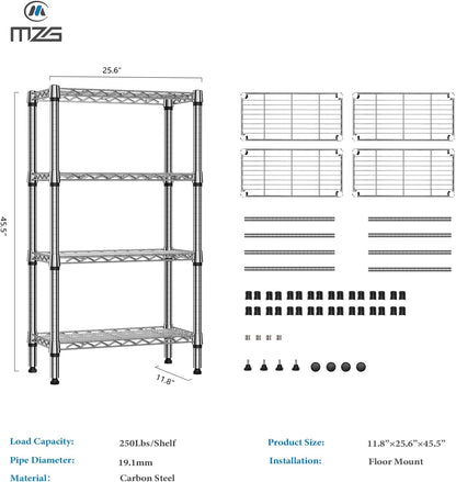 M MZG 450 lbs Steel Storage Shelving 3-Tier Utility Shelving Unit Steel Organizer Wire Rack for Home,Kitchen,Office (11.8" D x 17.7" W x 26.3" H) - Colors A