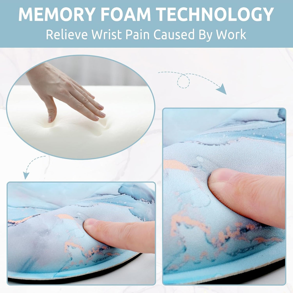 KONVINIT Ergonomic Mouse Pad with Wrist Rest, Small Mousepad with Non-Slip Rubber Base and Smooth Surface, Beach Mouse Pads for Desk, Office Desk Accessories