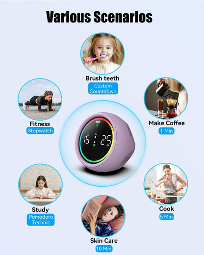 Pomodoro Timer Cube, Desk Timer for Productivity with 1, 5, 10 Min Preset Countdown, Stopwatch and Custom Countdown, for Kids, ADHD, Study, Work, Fitness, Cooking (White)