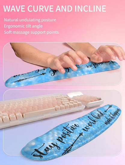 2in1 Combination, Wave Keyboard Wrist Rest and Ergonomic Curvature Mouse Pad Wrist Support for Relieve Wrist Pain, Filled with Soft Cushion Memory Foam, Black