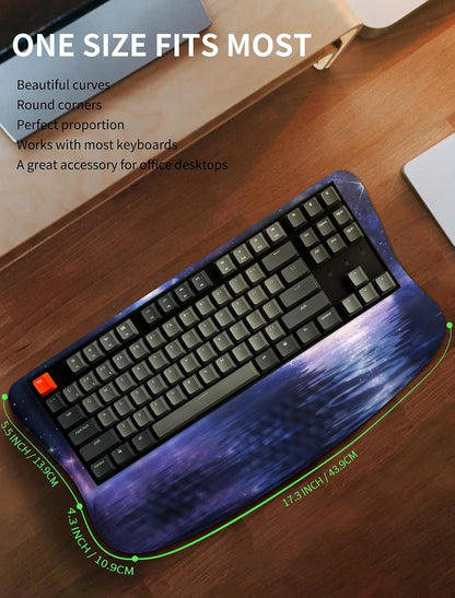 Ergonomic Wave Wrist Rest with Keyboard Stand, Cushioned Palm Rest, Comfortable Integrated Memory Foam for Natural Typing and Relieve Wrist Pain, Dark Night Black