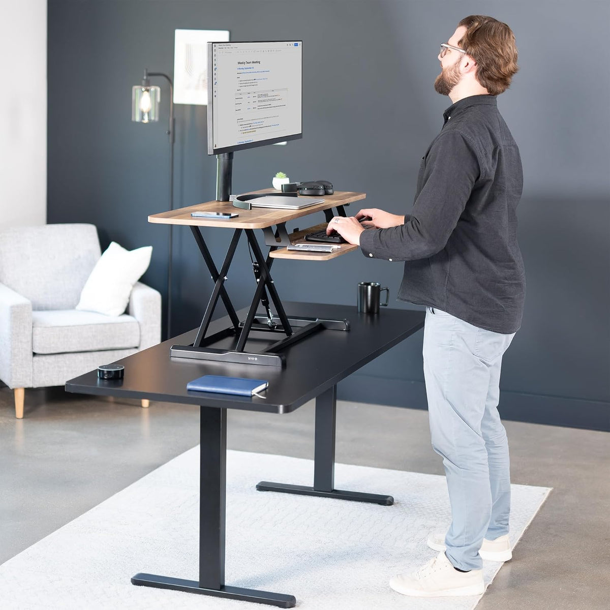 Black 32 in Standing Desk Converter, DESK-V000K