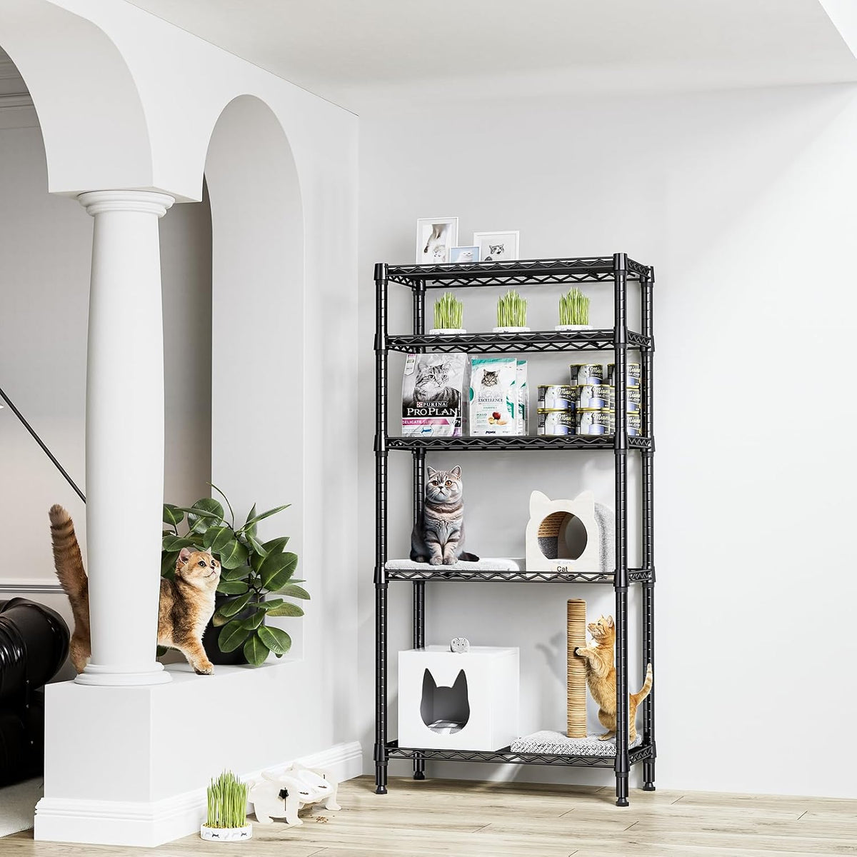 M MZG 450 lbs Steel Storage Shelving 3-Tier Utility Shelving Unit Steel Organizer Wire Rack for Home,Kitchen,Office (11.8" D x 17.7" W x 26.3" H) - Colors B