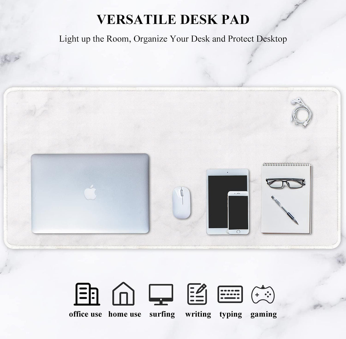 Auhoahsil Desk Mat, Ultra Large Mouse Pad, XXL Gaming Mousepad, Green Tropical Leaves Deskpad, Big Extended Full Size Mouse Pad, Desktop Desk Matt for Keyboard, Laptop & Computer, 35.5 x 15.7 in - Colors B