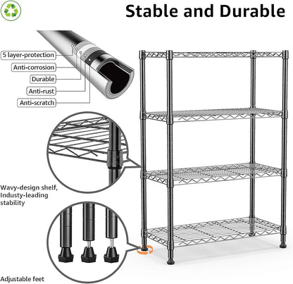 M MZG 450 lbs Steel Storage Shelving 3-Tier Utility Shelving Unit Steel Organizer Wire Rack for Home,Kitchen,Office (11.8" D x 17.7" W x 26.3" H) - Colors B